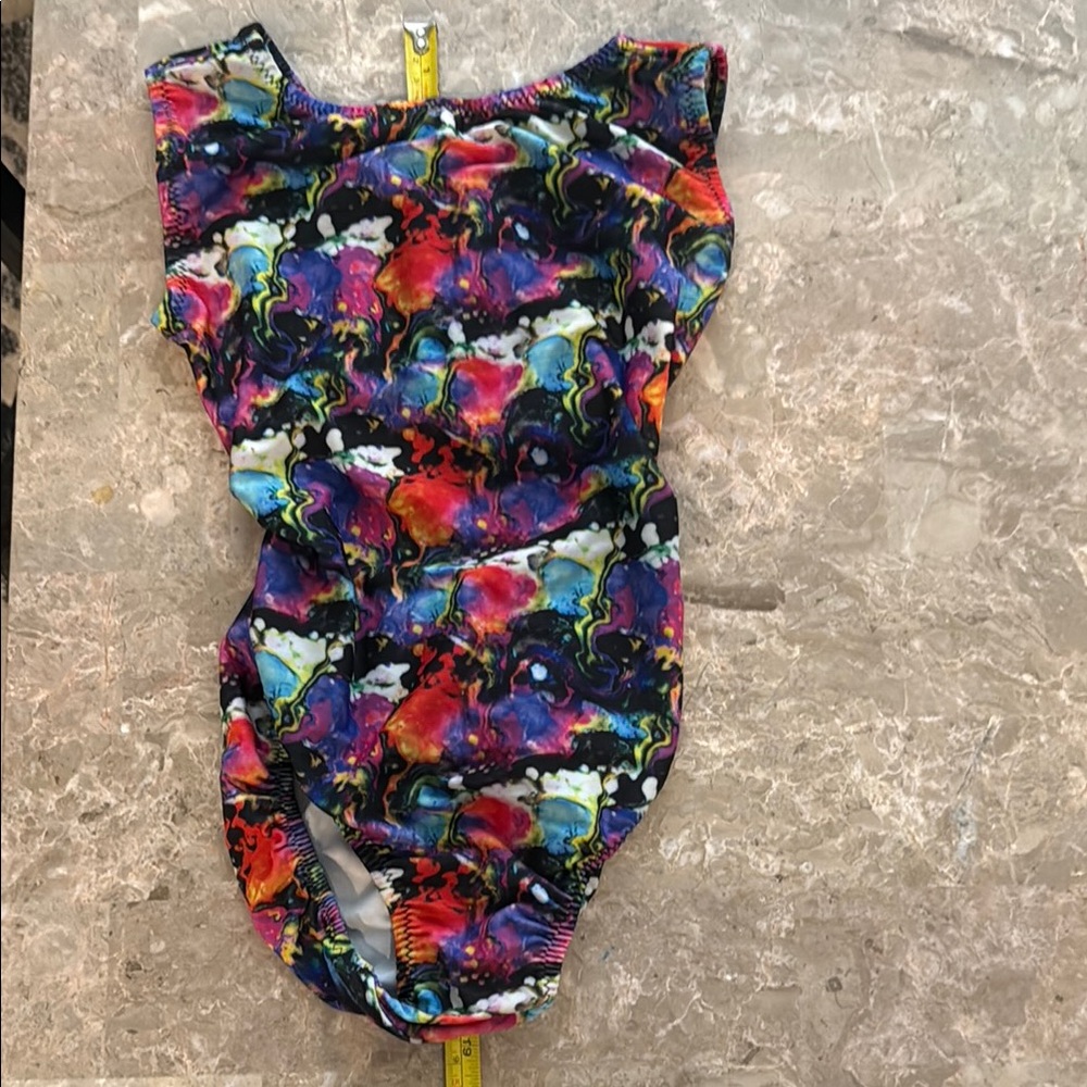 Colorful Abstract gymnastics leotard EUC!